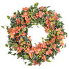 Orange Yellow Alstroemeria Floral Berry and Ivy Monarch Butterfly Wreath, 30"