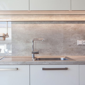 White kitchen with beautiful view