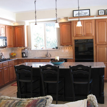 Maple to Light Brown Toned with Black Rub Through Island