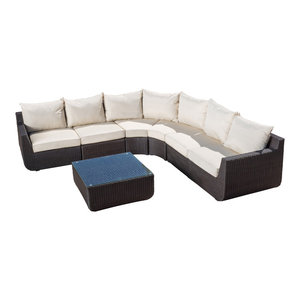 Prado 7 Piece Outdoor Sectional Sofa Set With Beige Cushions
