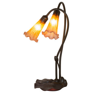 16 High Amber/Purple Pond Lily 2 LT Table Lamp
