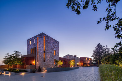 Front yard driveway in San Francisco with concrete pavers.