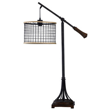 Textured Bronze Armed Table Lamp-Bronze and Black Body Bronze Shade