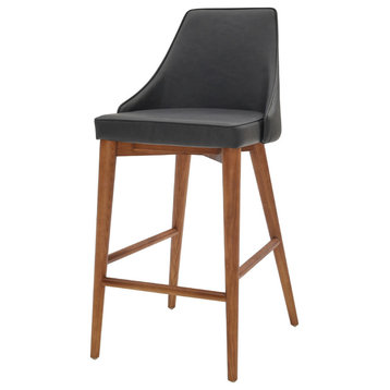 Erin Counter Stool Walnut Legs, Antique Gray, Faux Leather