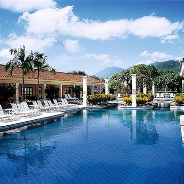 Geometric Pool Tiles: Resort Outdoor Pool