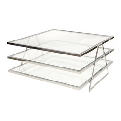 Worlds Away Jonathan 3 Tier Nickel Leaf Coffee Table - Coffee Tables