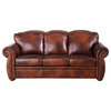 Leather Lusso Rowan Traditional Genuine Leather Sofa in Marco Brown