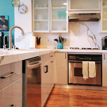 Glass Door Wall Cabinet and Chrome HG Base Cabinet
