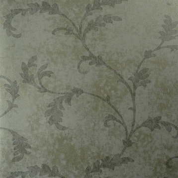 Floral Organic Metallic Wallpaper, Taupe, Roll