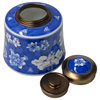 Oriental Handmade Blue White Porcelain Metal Lid Container Urn Hws1718