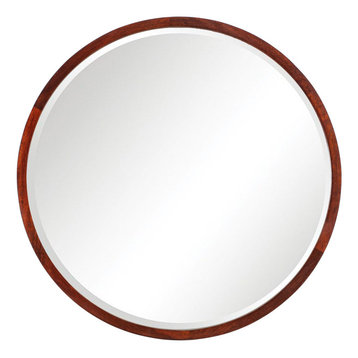 Stewart Modern Bevelled Wall Mirror, Walnut, 29.5"