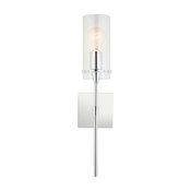 Effimero 1-Light Wall Vanity Corridor Sconce With Clear Glass, Polished Chrome