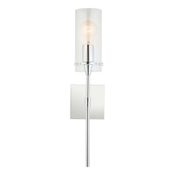 Effimero 1-Light Wall Vanity Corridor Sconce With Frosted, Polished Chrome