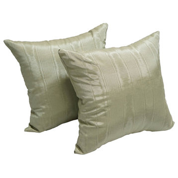 17" Jacquard Throw Pillows With Inserts, Set of 2, Moire Moss