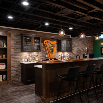 Finished Basement with Irish Themed Bar, Gym, Bathroom and Gamer Area in Canton,