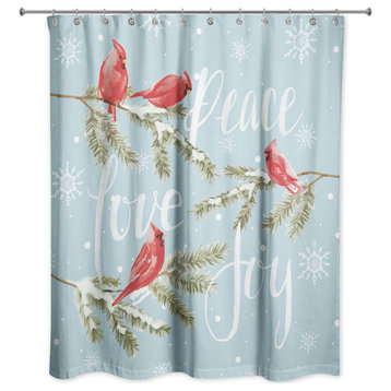 Peace Love Joy Cardinals 71x74 Shower Curtain