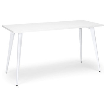 Executive Desk, Angled Legs, Adjustable Glides & Rectangular Top, White
