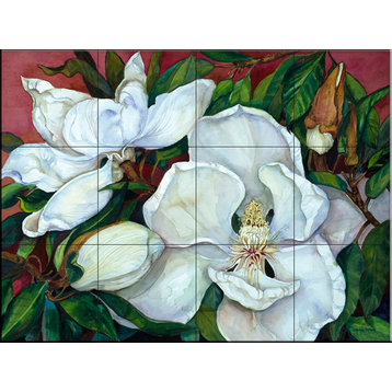 Tile Mural, Magnolias by Joanne Porter