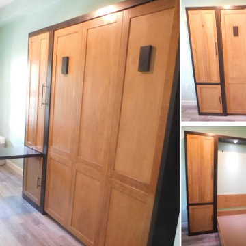 Shaker Two Tone Murphy Wall Bed & Side Pier, Hidden Desk