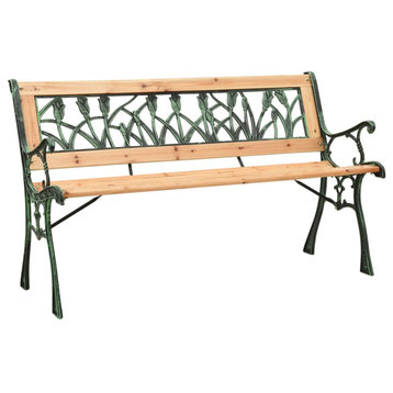 vidaXL Patio Bench Outdoor Patio Garden Bench Chair Cast Iron and Solid Wood Fir