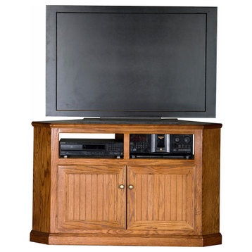 Heritage Tall Corner TV Stand, Doors, Chocolate Mousse