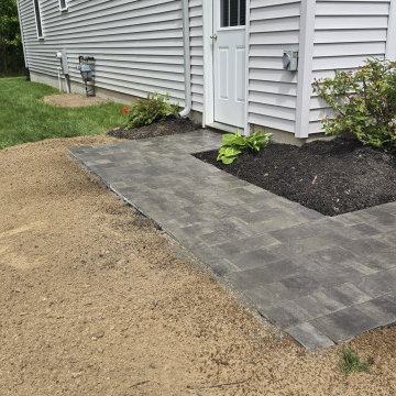 Gray Paver Side Walkway with Landscape Fabric Base