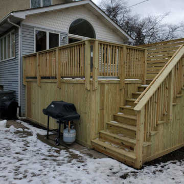 Raised Pressure Treated Pine Deck with Privacy Fence in Oak Park, IL