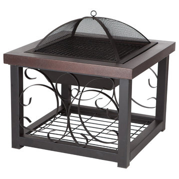 Cocktail Table Fire Pit, Hammer Tone Bronze Finish