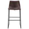 30" Faux Leather Bar Stool in Brown (Set of 2)