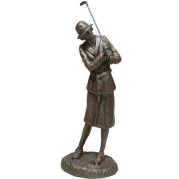 Sculpture GOLF Lodge Lady Golfer by Collins Chocolate Brown Resin