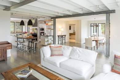 Trendy living room photo in Burlington