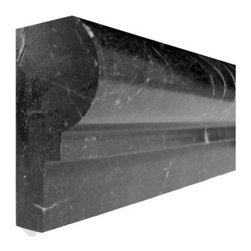 Polished Nero Marquina Black Marble Ogee 1 Chairrail Molding - Home Accessories & Decor