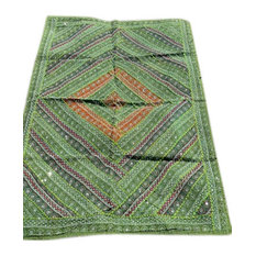 Indian Tapestry Green Vintage Antique Hand Embroidered Hand Work Tapestry