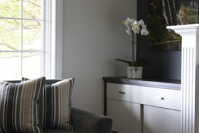 Example of a transitional living room design in Toronto