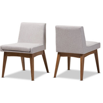 Nexus Dining Side Chair (Set of 2) - Greyish Beige, " Walnut" Brown
