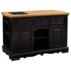 Linon Pennfield 3-Shelf Wood Kitchen Island with Granite Top in Black/Natural