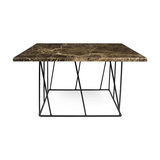 Helix Square Coffee Table, Brown Marble/Black Steel