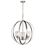 KICHLER - Winslow Brushed Nickel Chandelier 3-Light - The modern Winslow 3-light chandelier in a Brushed Nickel finish with Clear Seeded glass shade pair beautifully with the linear arms, bringing light and dimension to a space.