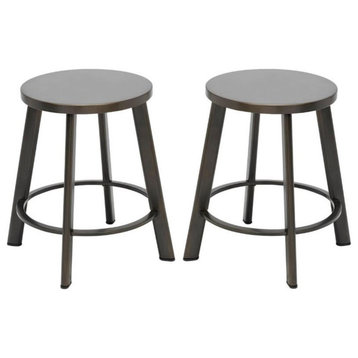 Home Square 18" Stainless Steel Metal Bar Stool in Steel Finish - Set of 2
