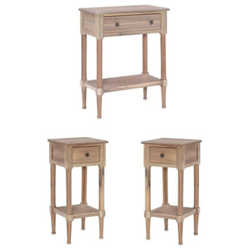 Home Square 3-Piece Set with Accent Table and 2 Side Tables in Natural