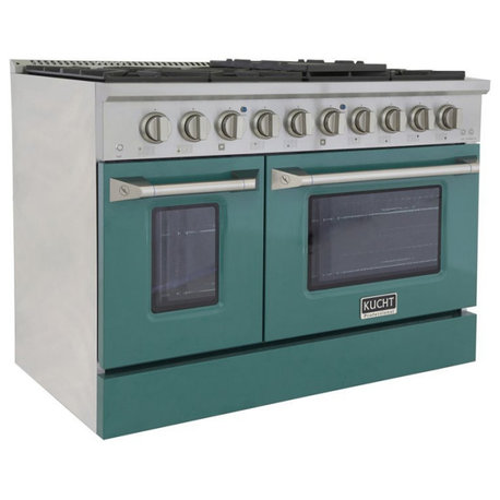 Kucht Professional 48" Stainless Steel Natural Gas Range in Silver/Green