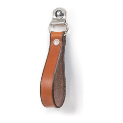 Walnut Studiolo - Leather Drawer Pull, The Burnside, Honey, Large, Nickel - Cabinet And Drawer Handle Pulls