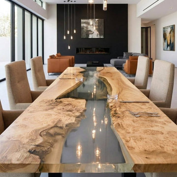 Clear Resin & Poplar Dining Table – Sculptural Craft for Modern Interiors