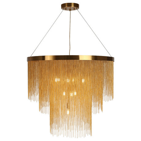 LNC Luckummin 10-Light 31.5" Modern Chain Chandelier, Gold
