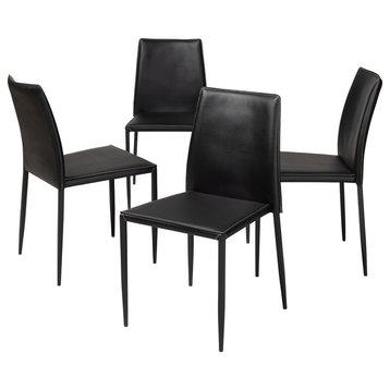 Pascha Faux Leather Upholstered Dining Chair, Set of 4, Black