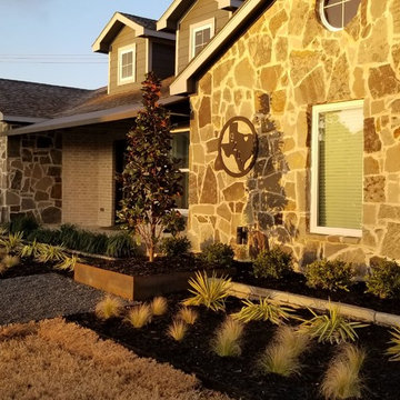 Rowlett - Stone edged landscape and custom mailbox