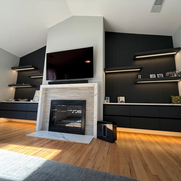 Modern Floating TV Wall and Media Storage in Arlington, VA