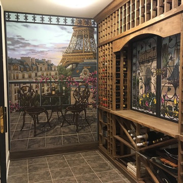 Paris/London Wine Cellar Murals by Tom Taylor of Mural Art LLC