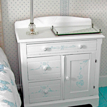 Housefox Design - hand painted side table in blue.