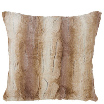Faux Fur Decorative Throw Pillow Cover, 20"x20", Natural